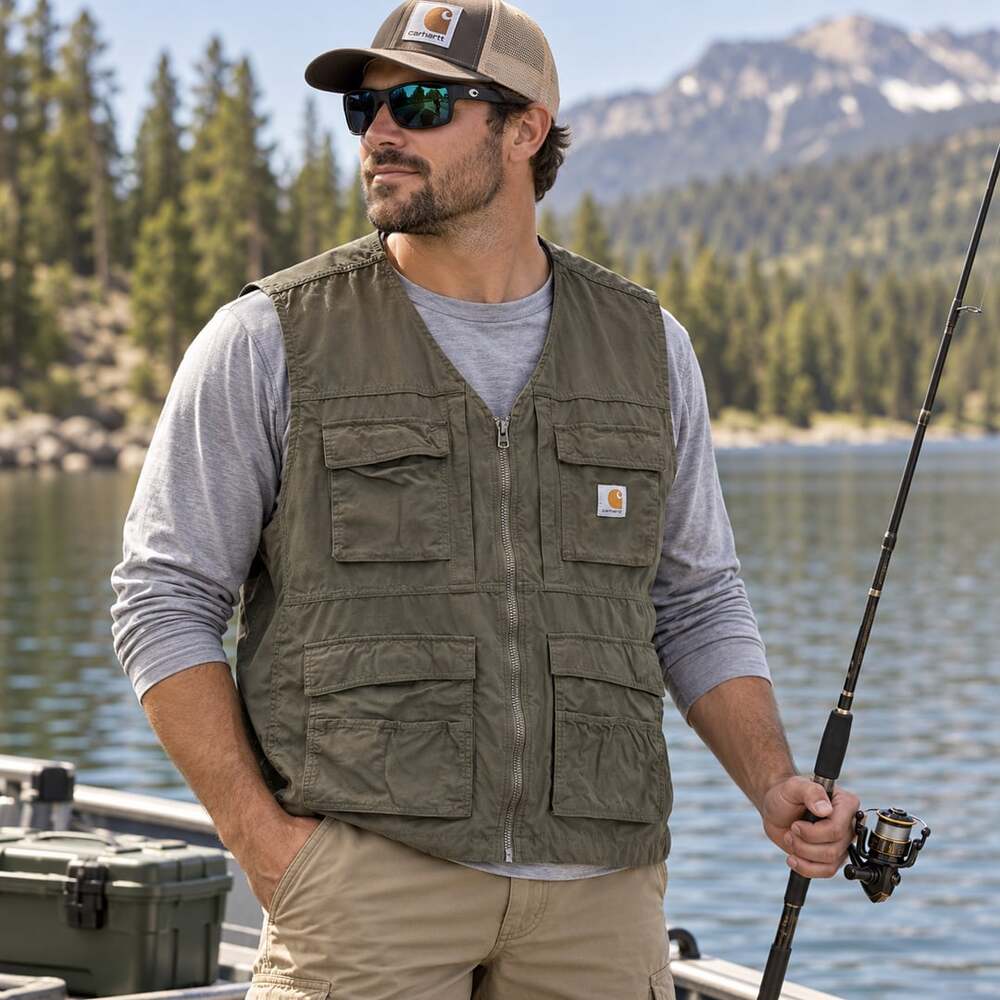 Carhartt Force Green Utility Fishing Workwear Vest Size XL Outdoors  Fisherman